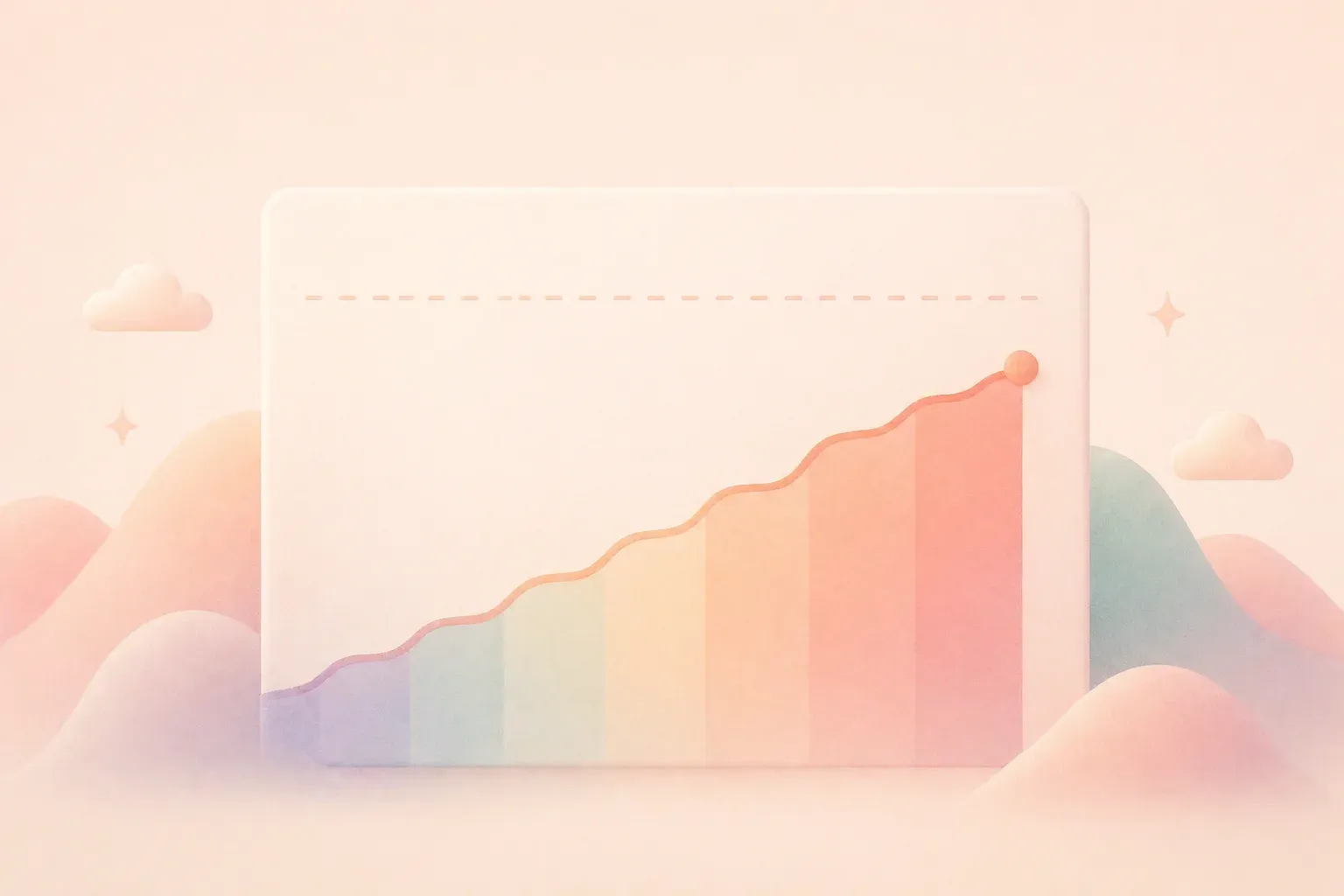 A simple line on a graph rising in small daily steps with a target line above