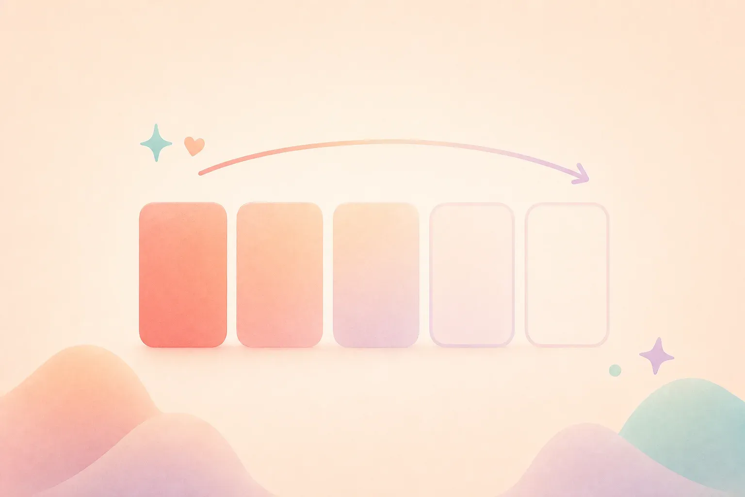 Five equal-sized rectangles arranged horizontally, varying in fill density from completely solid on 
