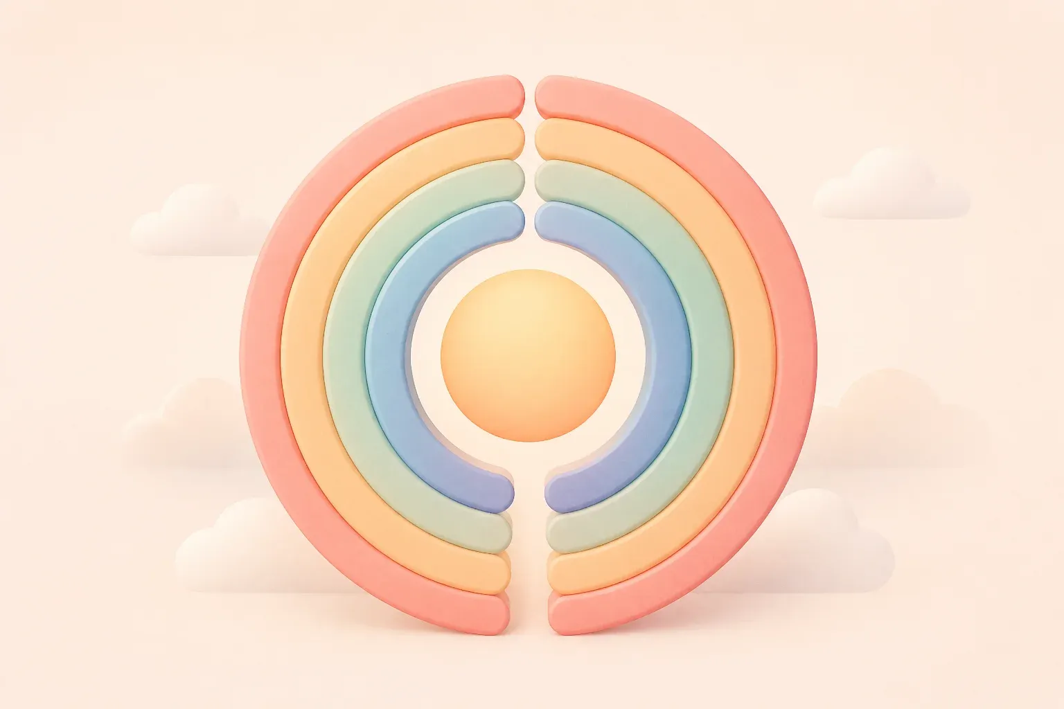 Aligned rings representing an AI-enabled management system