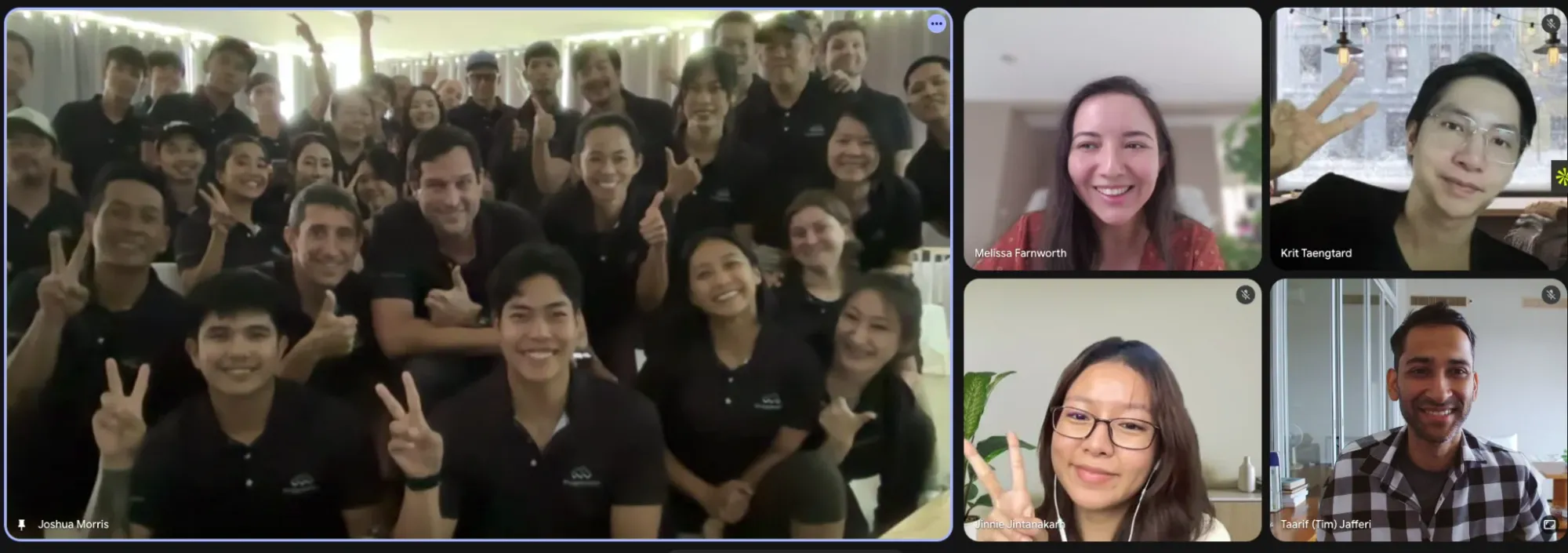 Progression Group team members and the Happily team together in a video call during onboarding.