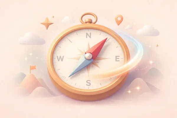 A compass illustrating that directionality is key to peformance in 2026